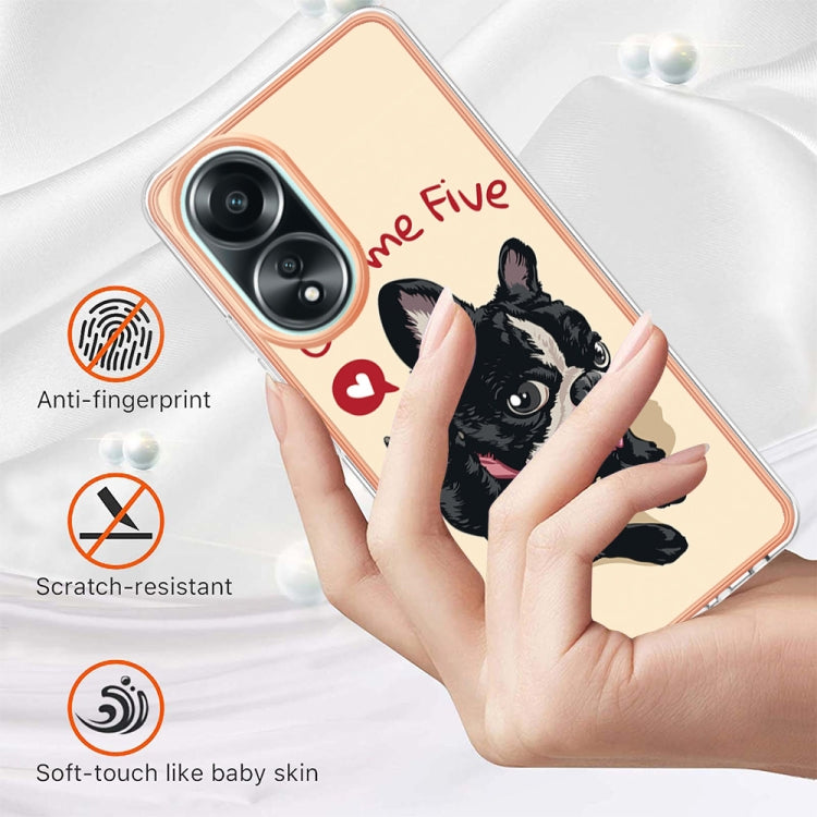 For OPPO A58 4G Electroplating Marble Dual-side IMD Phone Case(Lucky Dog)