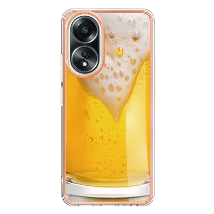 For OPPO A58 4G Electroplating Marble Dual-side IMD Phone Case(Draft Beer)