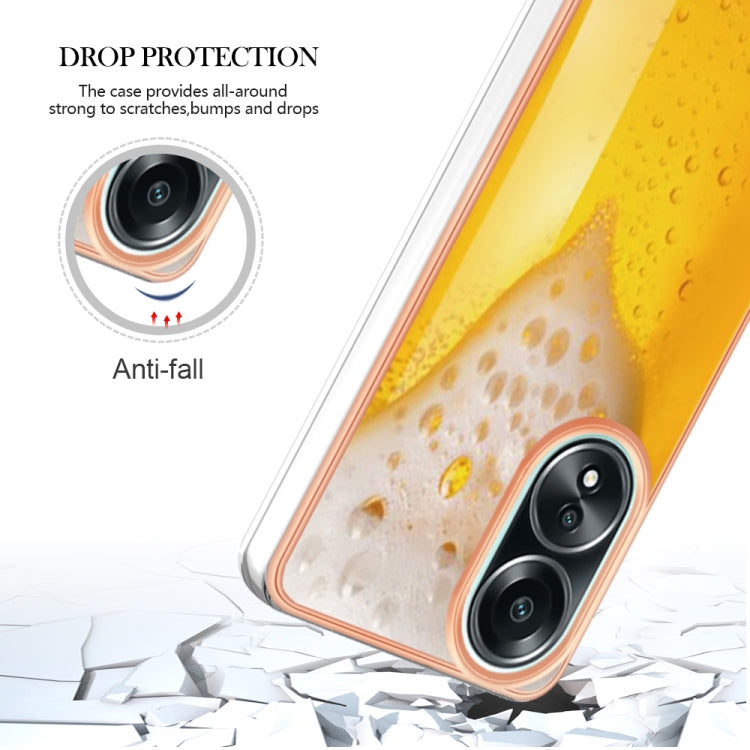 For OPPO A58 4G Electroplating Marble Dual-side IMD Phone Case(Draft Beer)