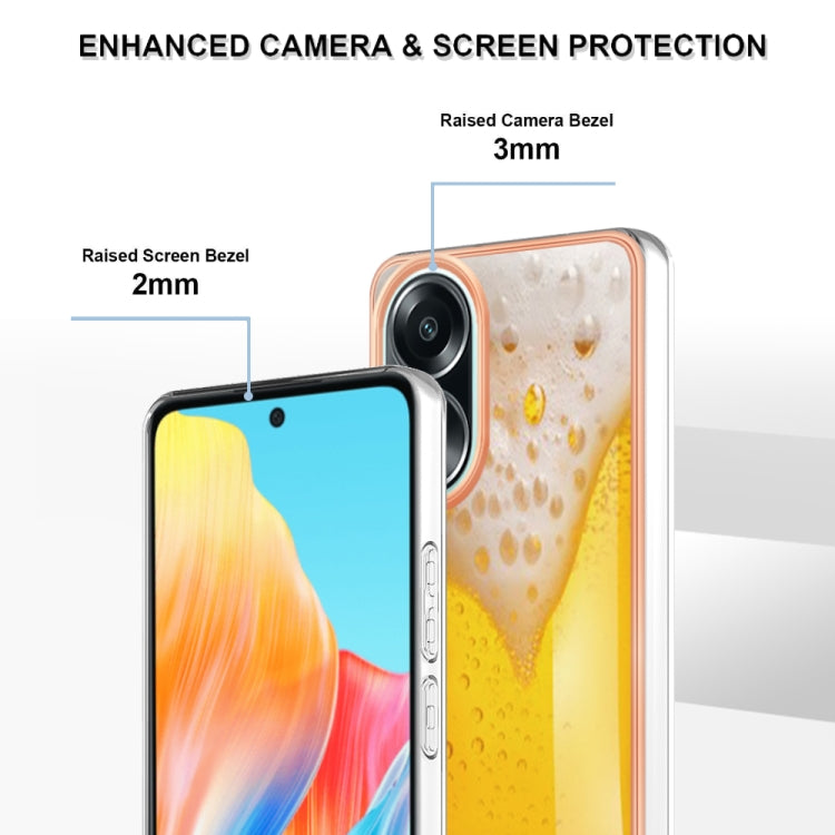 For OPPO A58 4G Electroplating Marble Dual-side IMD Phone Case(Draft Beer)