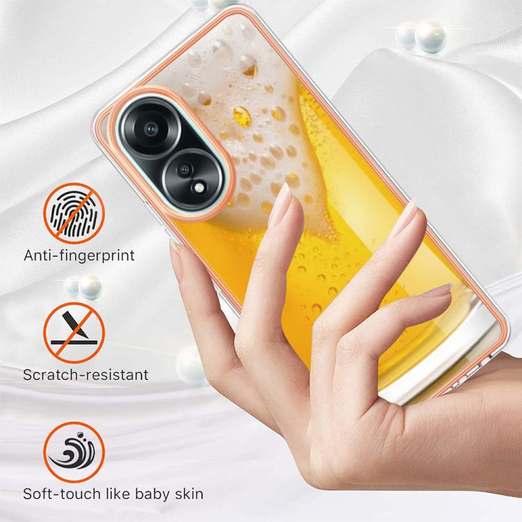For OPPO A58 4G Electroplating Marble Dual-side IMD Phone Case(Draft Beer)