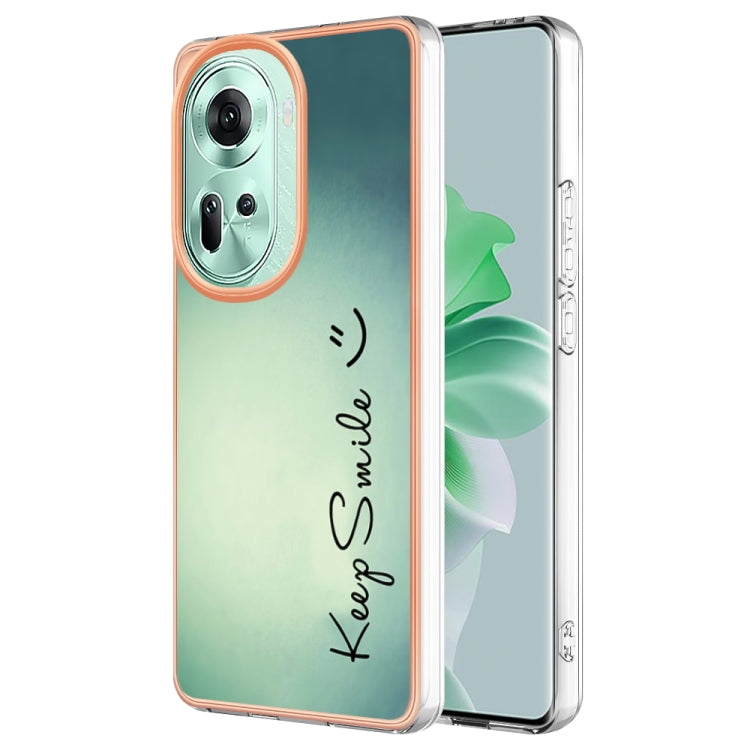 For OPPO Reno11 5G Global Electroplating Marble Dual-side IMD Phone Case(Smile)