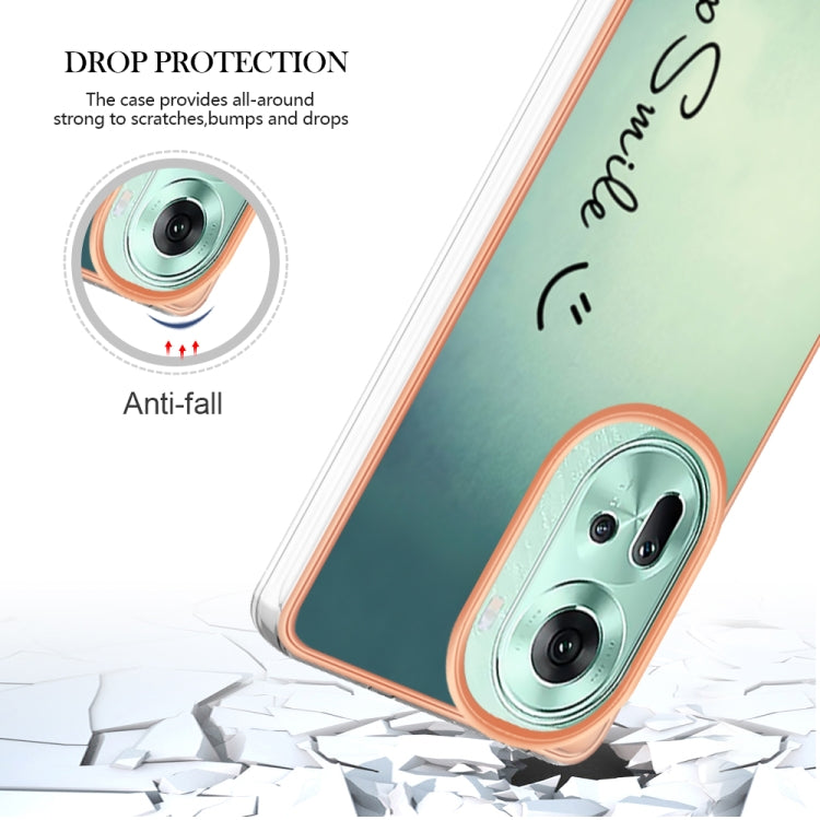For OPPO Reno11 5G Global Electroplating Marble Dual-side IMD Phone Case(Smile)