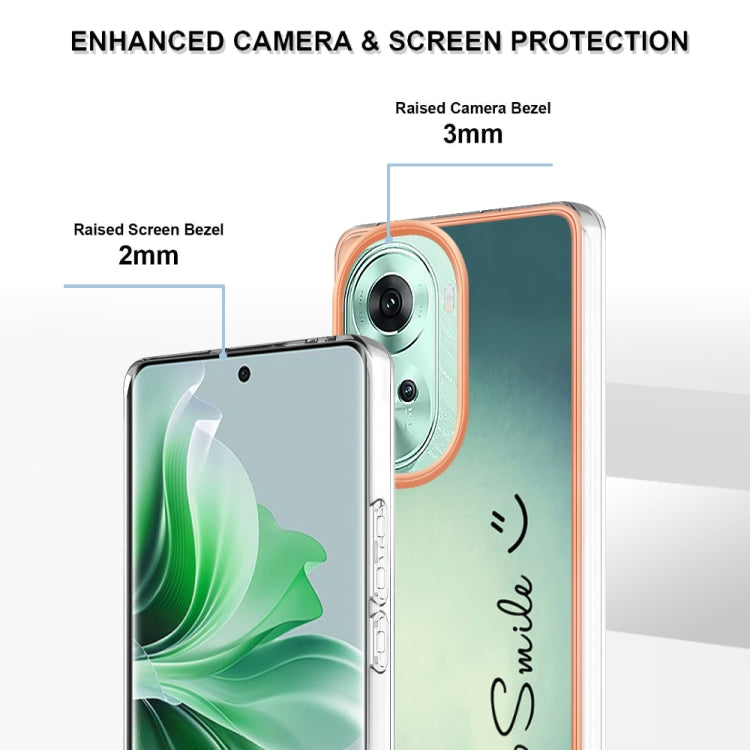 For OPPO Reno11 5G Global Electroplating Marble Dual-side IMD Phone Case(Smile)