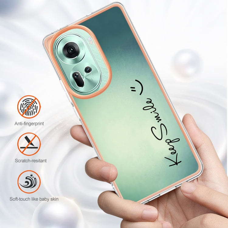 For OPPO Reno11 5G Global Electroplating Marble Dual-side IMD Phone Case(Smile)
