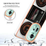 For OPPO Reno11 5G Global Electroplating Marble Dual-side IMD Phone Case(Retro Radio)