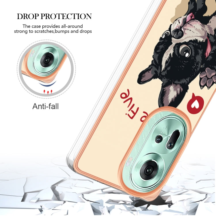 For OPPO Reno11 5G Global Electroplating Marble Dual-side IMD Phone Case(Lucky Dog)