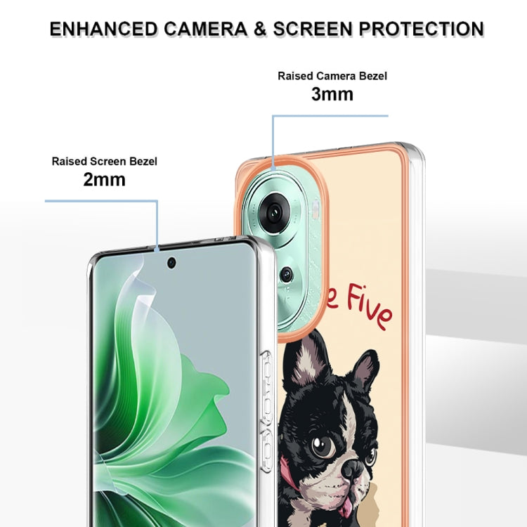 For OPPO Reno11 5G Global Electroplating Marble Dual-side IMD Phone Case(Lucky Dog)