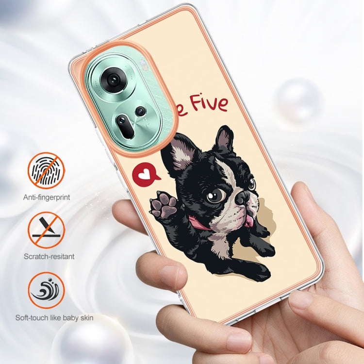 For OPPO Reno11 5G Global Electroplating Marble Dual-side IMD Phone Case(Lucky Dog)