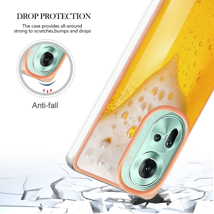 For OPPO Reno11 5G Global Electroplating Marble Dual-side IMD Phone Case(Draft Beer)