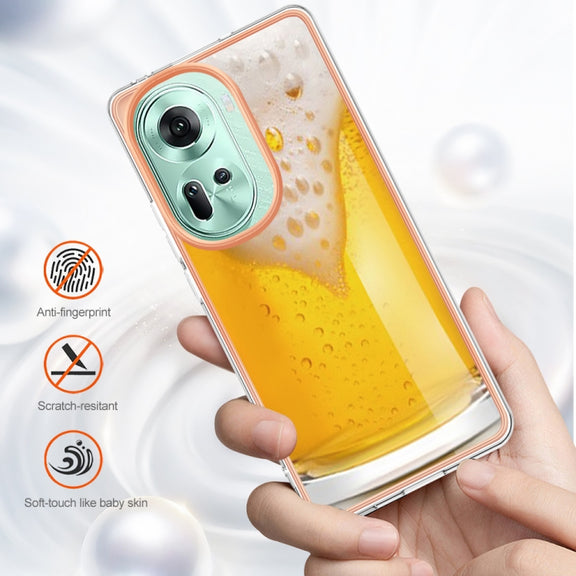 For OPPO Reno11 5G Global Electroplating Marble Dual-side IMD Phone Case(Draft Beer)