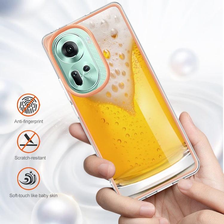 For OPPO Reno11 5G Global Electroplating Marble Dual-side IMD Phone Case(Draft Beer)
