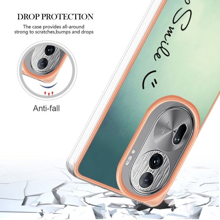 For OPPO Reno11 Pro 5G Global Electroplating Marble Dual-side IMD Phone Case(Smile)