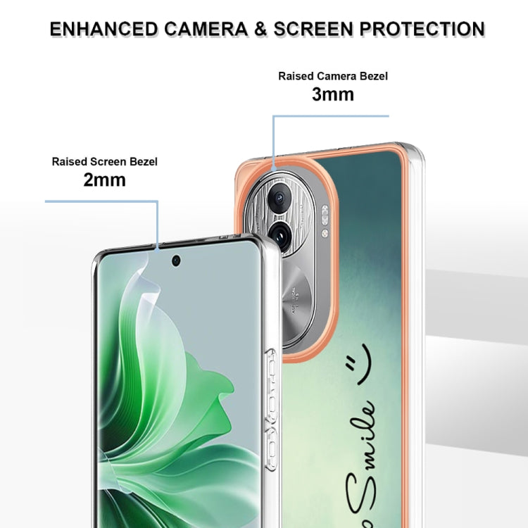 For OPPO Reno11 Pro 5G Global Electroplating Marble Dual-side IMD Phone Case(Smile)