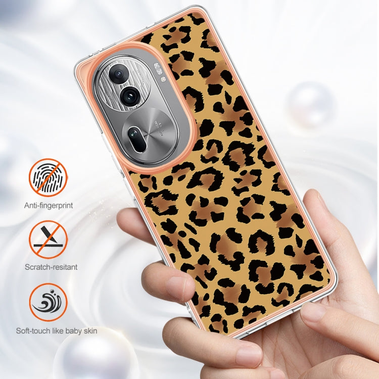 For OPPO Reno11 Pro 5G Global Electroplating Marble Dual-side IMD Phone Case(Leopard Print)