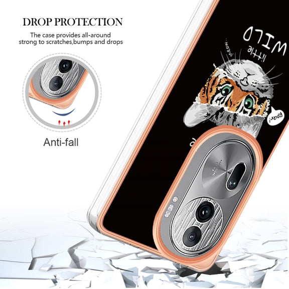 For OPPO Reno11 Pro 5G Global Electroplating Marble Dual-side IMD Phone Case(Natural Growth)