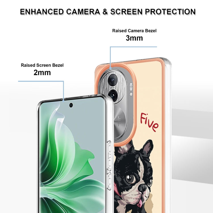 For OPPO Reno11 Pro 5G Global Electroplating Marble Dual-side IMD Phone Case(Lucky Dog)