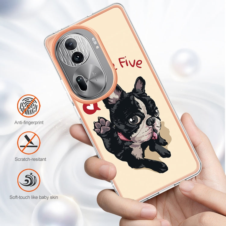 For OPPO Reno11 Pro 5G Global Electroplating Marble Dual-side IMD Phone Case(Lucky Dog)
