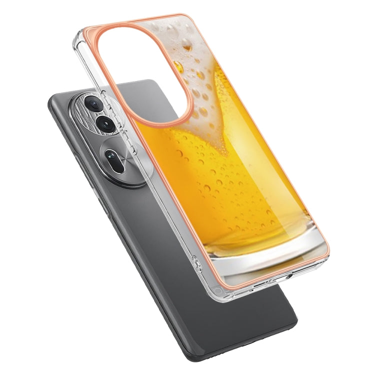 For OPPO Reno11 Pro 5G Global Electroplating Marble Dual-side IMD Phone Case(Draft Beer)