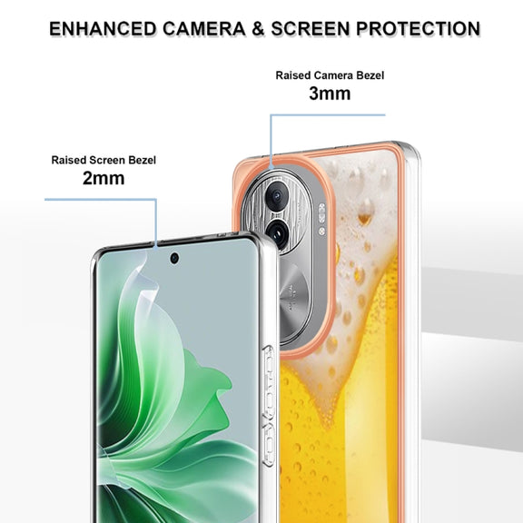 For OPPO Reno11 Pro 5G Global Electroplating Marble Dual-side IMD Phone Case(Draft Beer)