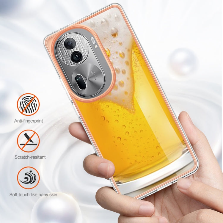 For OPPO Reno11 Pro 5G Global Electroplating Marble Dual-side IMD Phone Case(Draft Beer)