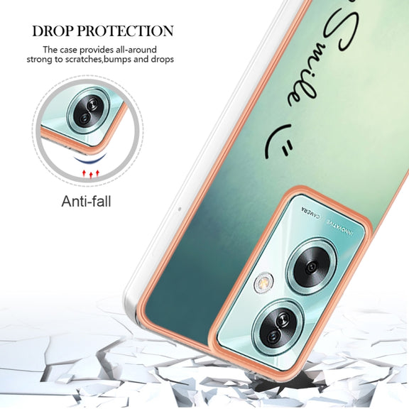 For OPPO A79 5G Global Electroplating Marble Dual-side IMD Phone Case(Smile)