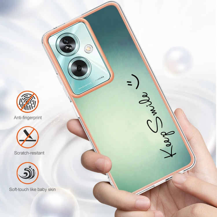 For OPPO A79 5G Global Electroplating Marble Dual-side IMD Phone Case(Smile)