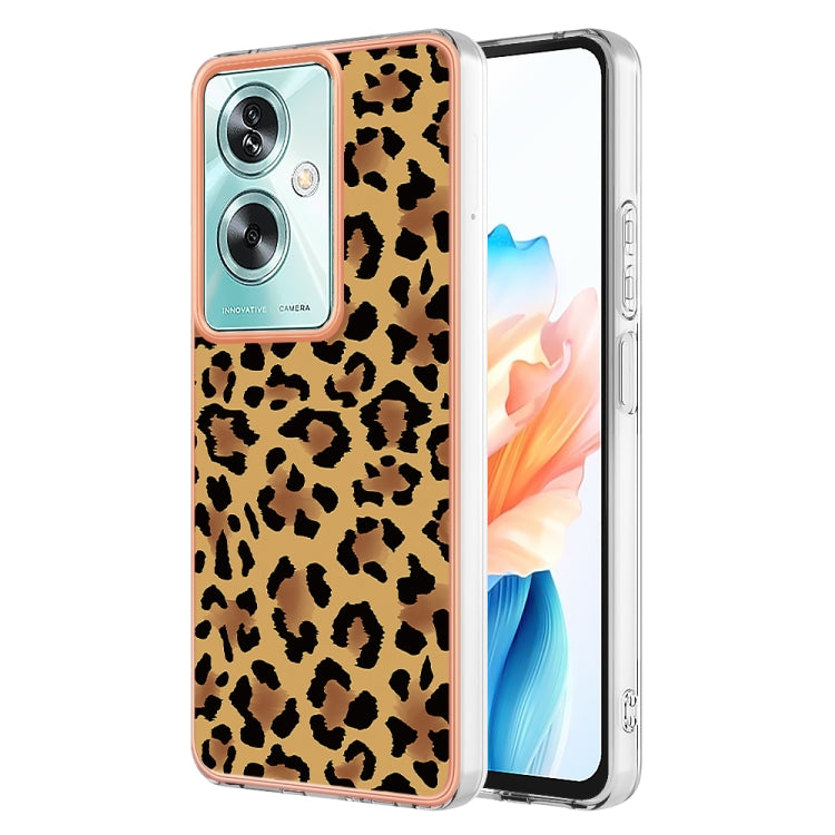 For OPPO A79 5G Global Electroplating Marble Dual-side IMD Phone Case(Leopard Print)