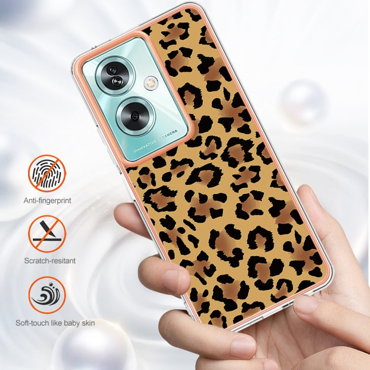 For OPPO A79 5G Global Electroplating Marble Dual-side IMD Phone Case(Leopard Print)