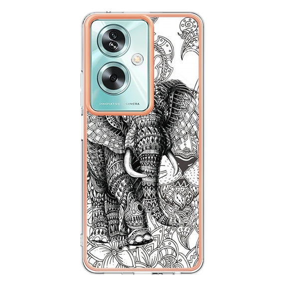 For OPPO A79 5G Global Electroplating Marble Dual-side IMD Phone Case(Totem Elephant)