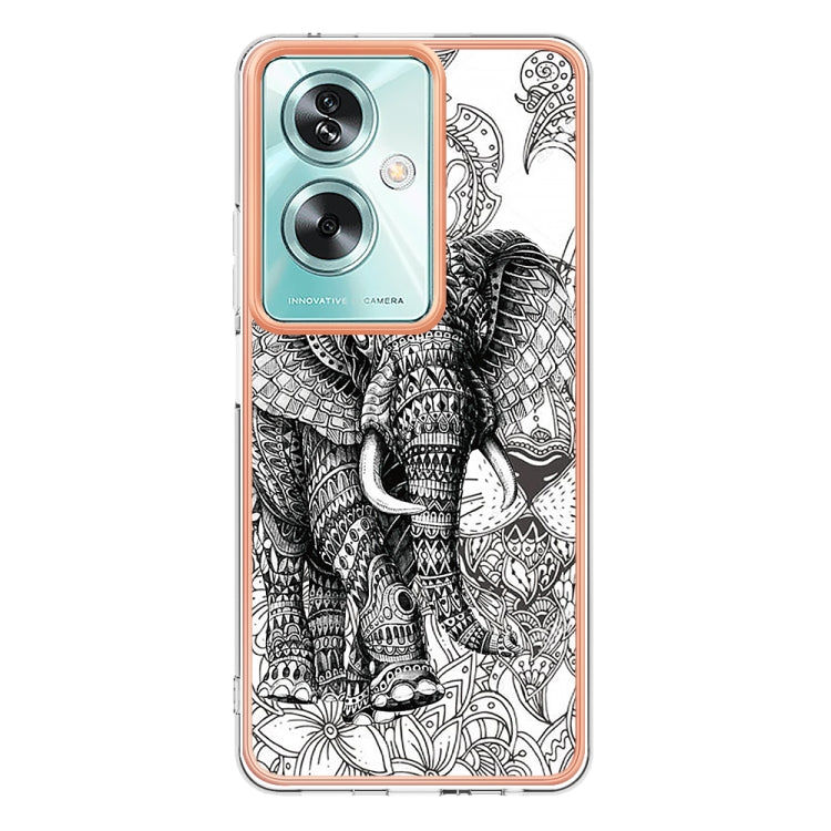 For OPPO A79 5G Global Electroplating Marble Dual-side IMD Phone Case(Totem Elephant)