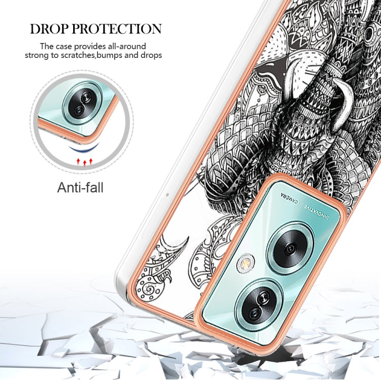 For OPPO A79 5G Global Electroplating Marble Dual-side IMD Phone Case(Totem Elephant)