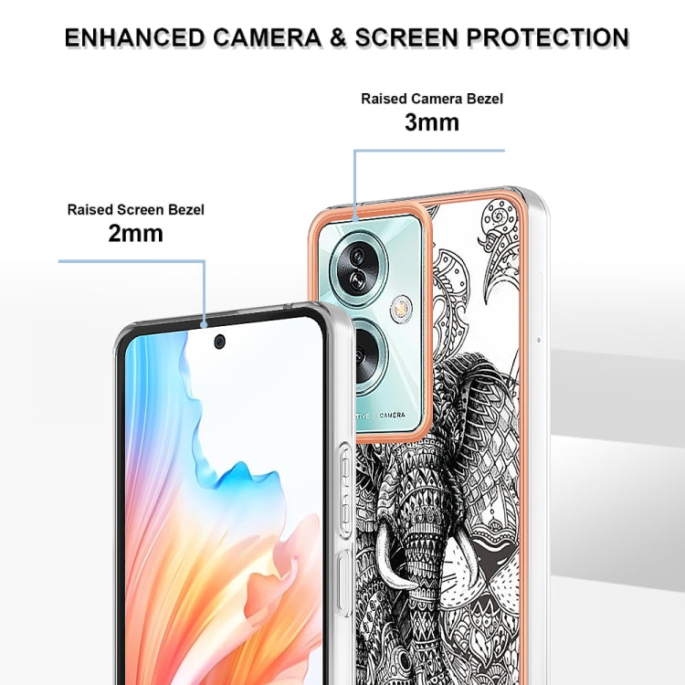 For OPPO A79 5G Global Electroplating Marble Dual-side IMD Phone Case(Totem Elephant)