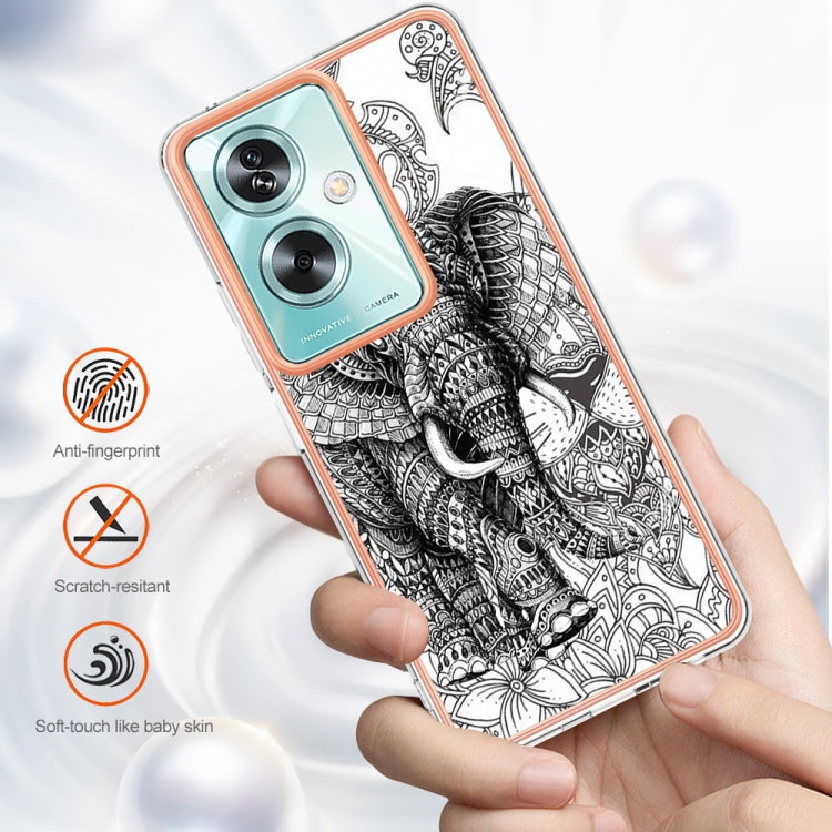 For OPPO A79 5G Global Electroplating Marble Dual-side IMD Phone Case(Totem Elephant)