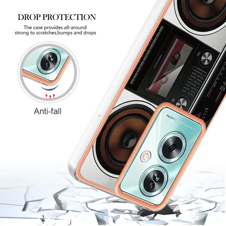 For OPPO A79 5G Global Electroplating Marble Dual-side IMD Phone Case(Retro Radio)