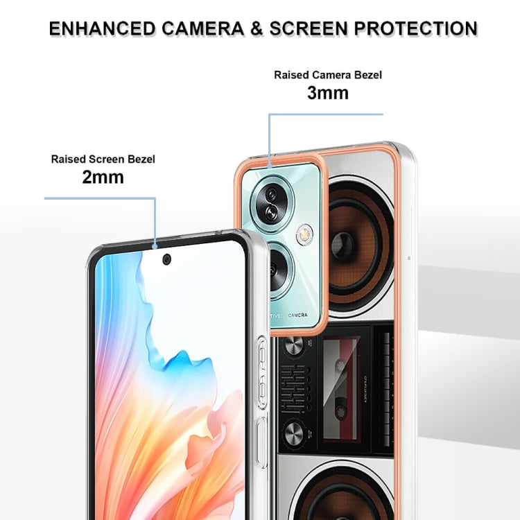 For OPPO A79 5G Global Electroplating Marble Dual-side IMD Phone Case(Retro Radio)