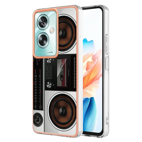 For OPPO A79 5G Global Electroplating Marble Dual-side IMD Phone Case(Retro Radio)