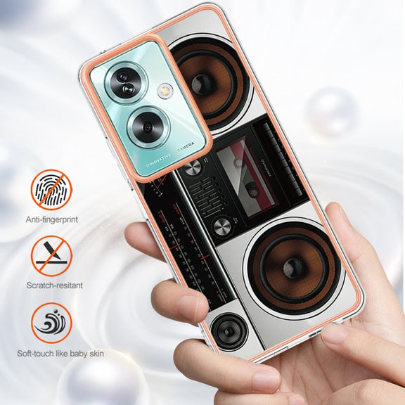 For OPPO A79 5G Global Electroplating Marble Dual-side IMD Phone Case(Retro Radio)