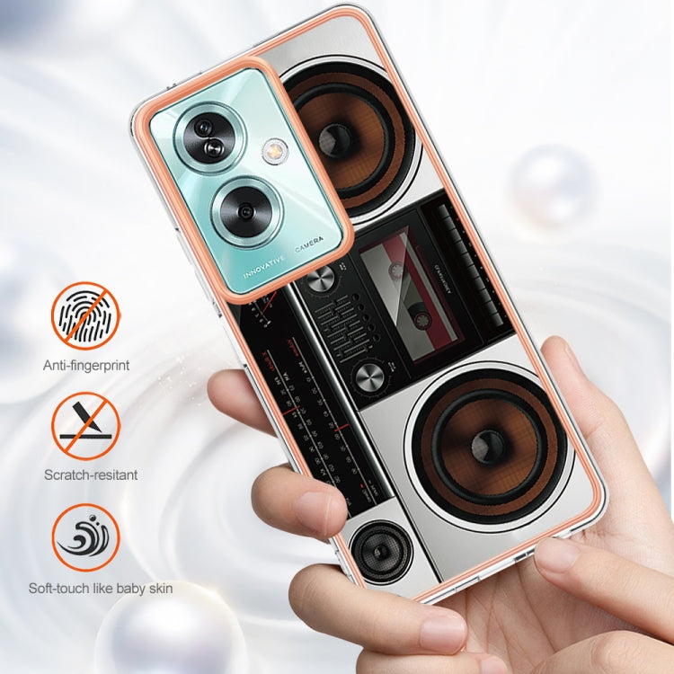 For OPPO A79 5G Global Electroplating Marble Dual-side IMD Phone Case(Retro Radio)