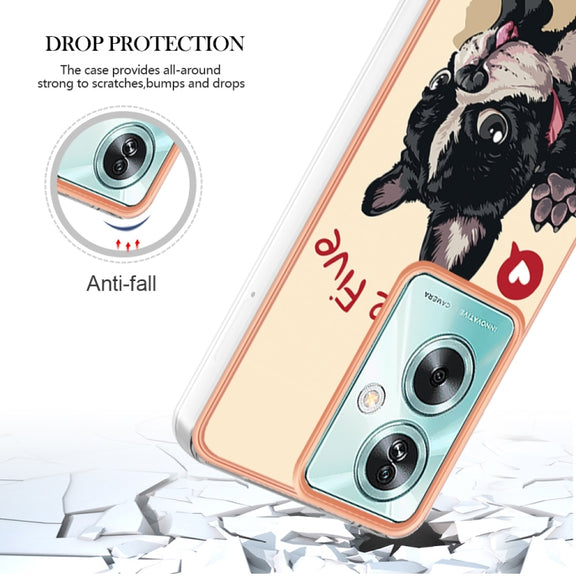 For OPPO A79 5G Global Electroplating Marble Dual-side IMD Phone Case(Lucky Dog)