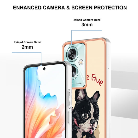 For OPPO A79 5G Global Electroplating Marble Dual-side IMD Phone Case(Lucky Dog)