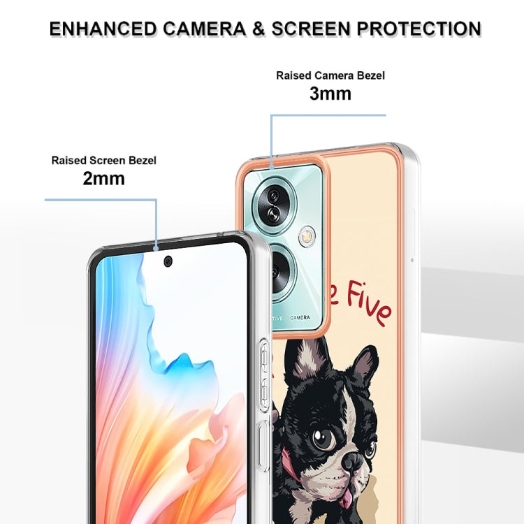 For OPPO A79 5G Global Electroplating Marble Dual-side IMD Phone Case(Lucky Dog)
