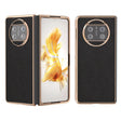 For Huawei Mate X3 Electroplating Genuine Leather Litchi Texture Phone Case(Black) - Huawei Cases by PMC TechLife | Online Shopping South Africa | PMC TechLife | Buy Now Pay Later Mobicred