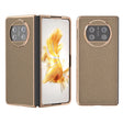 For Huawei Mate X3 Electroplating Genuine Leather Litchi Texture Phone Case(Grey) - Huawei Cases by PMC TechLife | Online Shopping South Africa | PMC TechLife | Buy Now Pay Later Mobicred