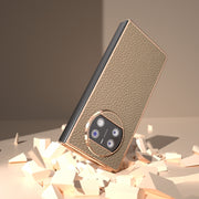 For Huawei Mate X3 Electroplating Genuine Leather Litchi Texture Phone Case(Grey)