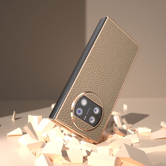 For Huawei Mate X3 Electroplating Genuine Leather Litchi Texture Phone Case(Grey)