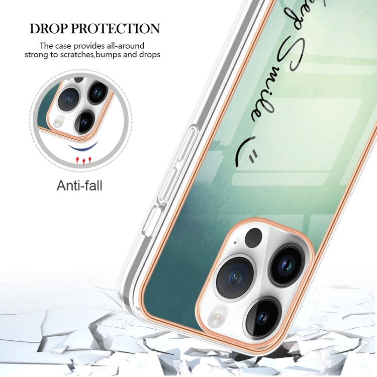 For iPhone 16 Pro Max Electroplating Marble Dual-side IMD Phone Case(Smile)