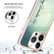 For iPhone 16 Pro Max Electroplating Marble Dual-side IMD Phone Case(Smile)
