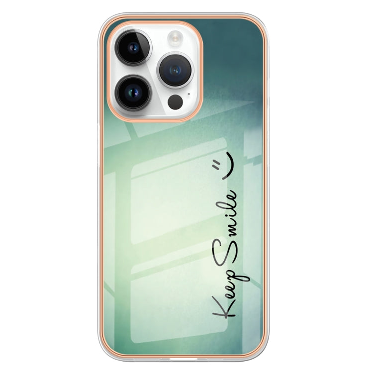 For iPhone 16 Pro Electroplating Marble Dual-side IMD Phone Case(Smile)