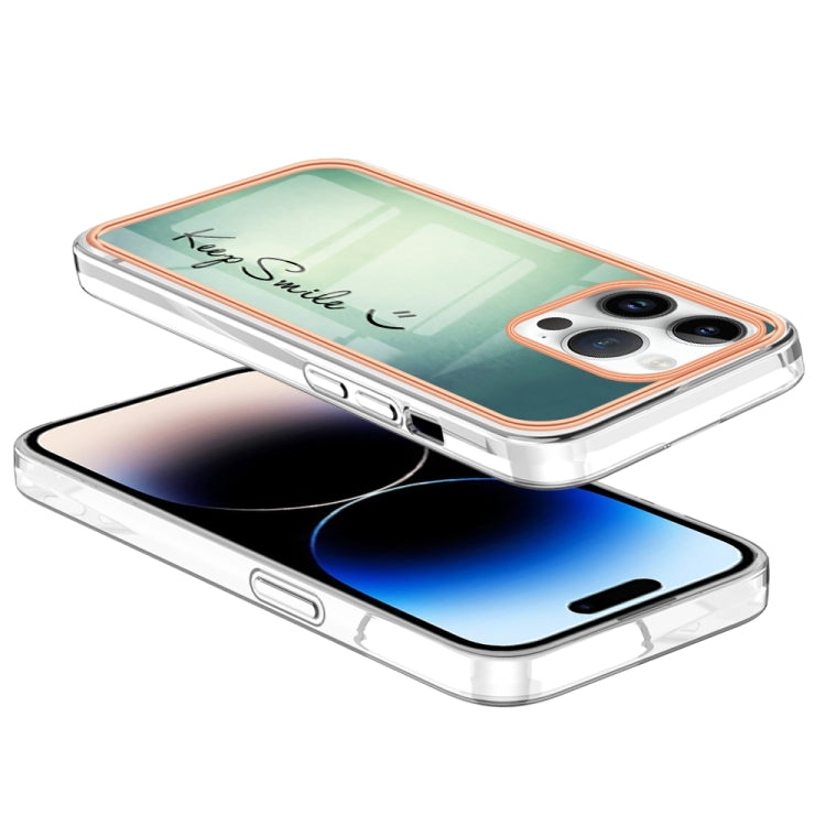 For iPhone 16 Pro Electroplating Marble Dual-side IMD Phone Case(Smile)